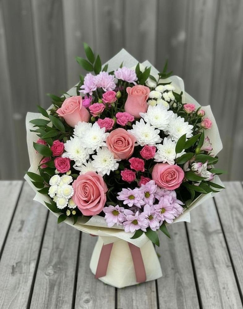 Букет цветов из: Альстромерии, Гвоздики, Розы и Хризантемы в Гай-Кодзор