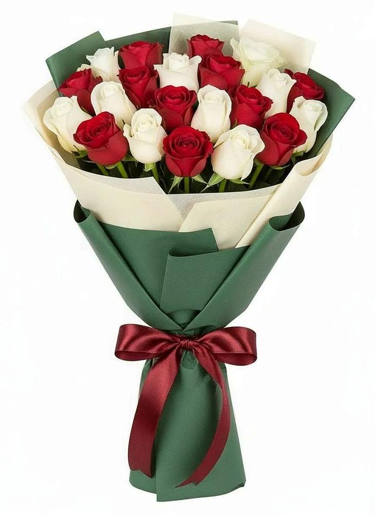 Букет Микс из красных и белых роз в Гай-Кодзор