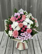 Букет цветов из:  Альстромерии, Гвоздики, Розы и Хризантемы в Гай-Кодзор